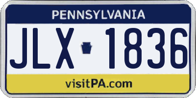 PA license plate JLX1836