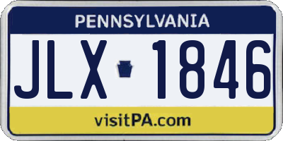 PA license plate JLX1846