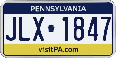 PA license plate JLX1847