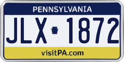 PA license plate JLX1872