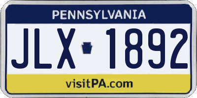 PA license plate JLX1892