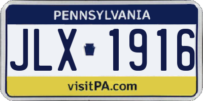 PA license plate JLX1916