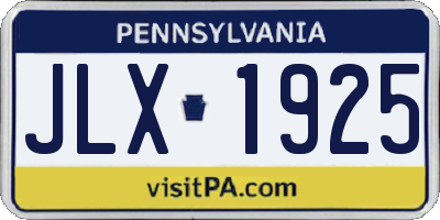 PA license plate JLX1925