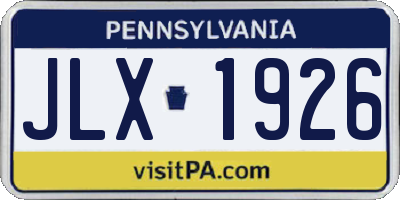 PA license plate JLX1926