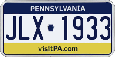 PA license plate JLX1933