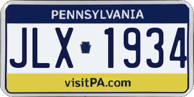 PA license plate JLX1934