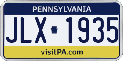PA license plate JLX1935