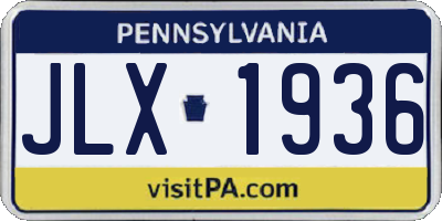 PA license plate JLX1936