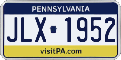 PA license plate JLX1952