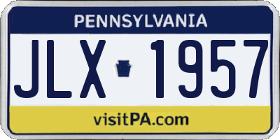 PA license plate JLX1957