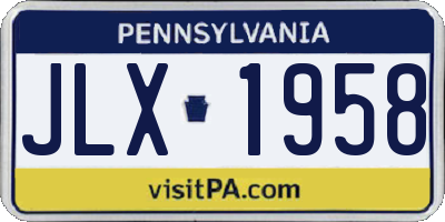 PA license plate JLX1958