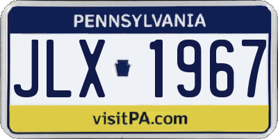 PA license plate JLX1967