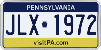PA license plate JLX1972