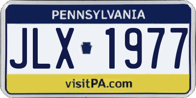 PA license plate JLX1977