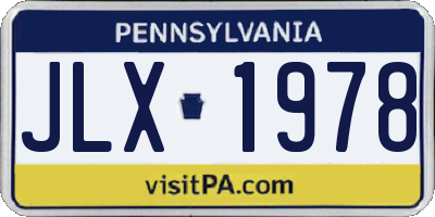 PA license plate JLX1978