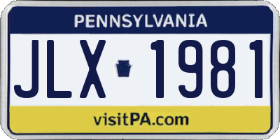 PA license plate JLX1981
