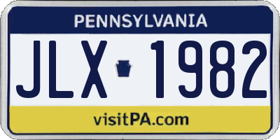 PA license plate JLX1982