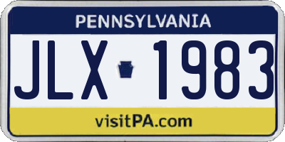 PA license plate JLX1983