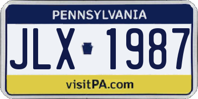 PA license plate JLX1987