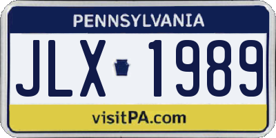 PA license plate JLX1989