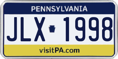 PA license plate JLX1998