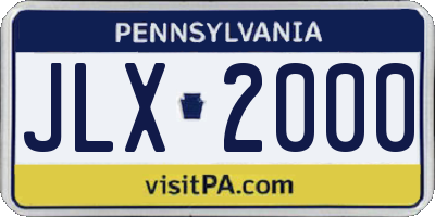 PA license plate JLX2000