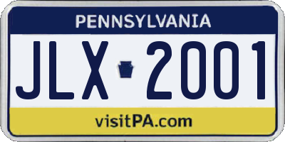 PA license plate JLX2001