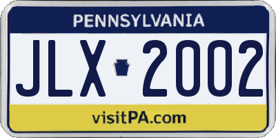 PA license plate JLX2002
