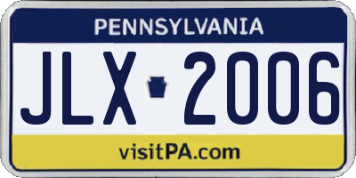 PA license plate JLX2006