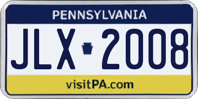 PA license plate JLX2008