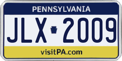 PA license plate JLX2009
