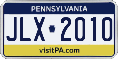 PA license plate JLX2010