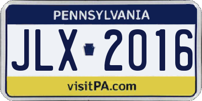 PA license plate JLX2016