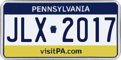 PA license plate JLX2017