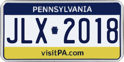 PA license plate JLX2018