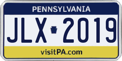 PA license plate JLX2019
