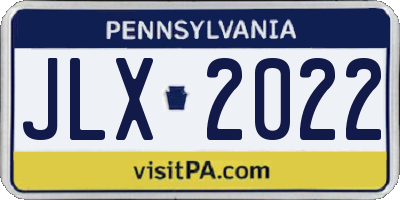 PA license plate JLX2022