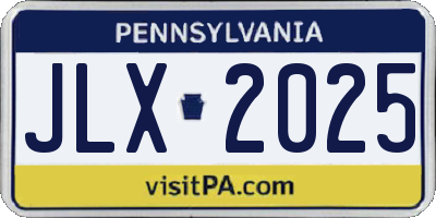 PA license plate JLX2025