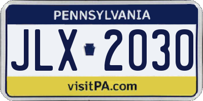 PA license plate JLX2030