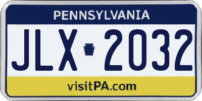 PA license plate JLX2032