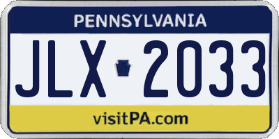 PA license plate JLX2033