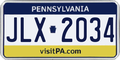 PA license plate JLX2034
