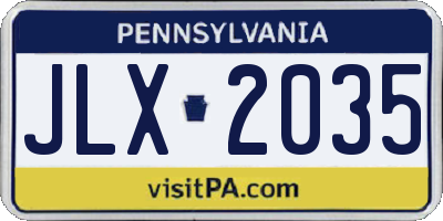 PA license plate JLX2035