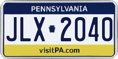 PA license plate JLX2040
