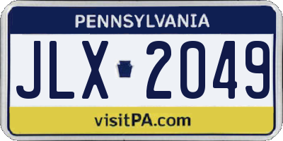PA license plate JLX2049