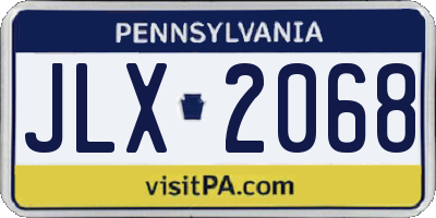 PA license plate JLX2068