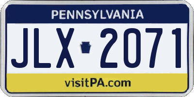 PA license plate JLX2071