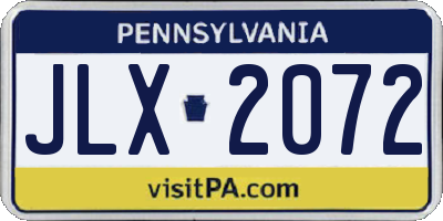 PA license plate JLX2072