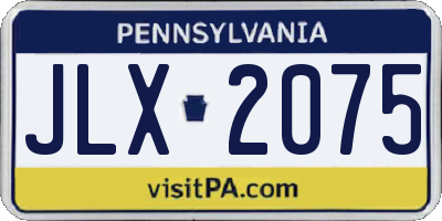 PA license plate JLX2075