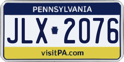 PA license plate JLX2076